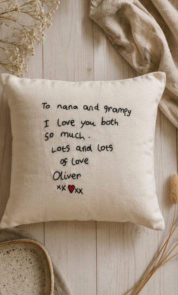 Handwriting embroidered